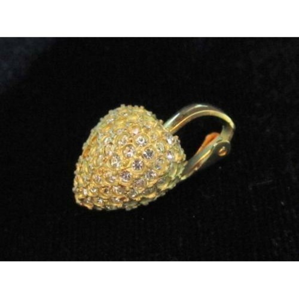 Vintage Gold Plated RHINESTONE HEART Clip Pendant ENHANCER 4 Pearl Bead Necklace - Picture 3 of 5